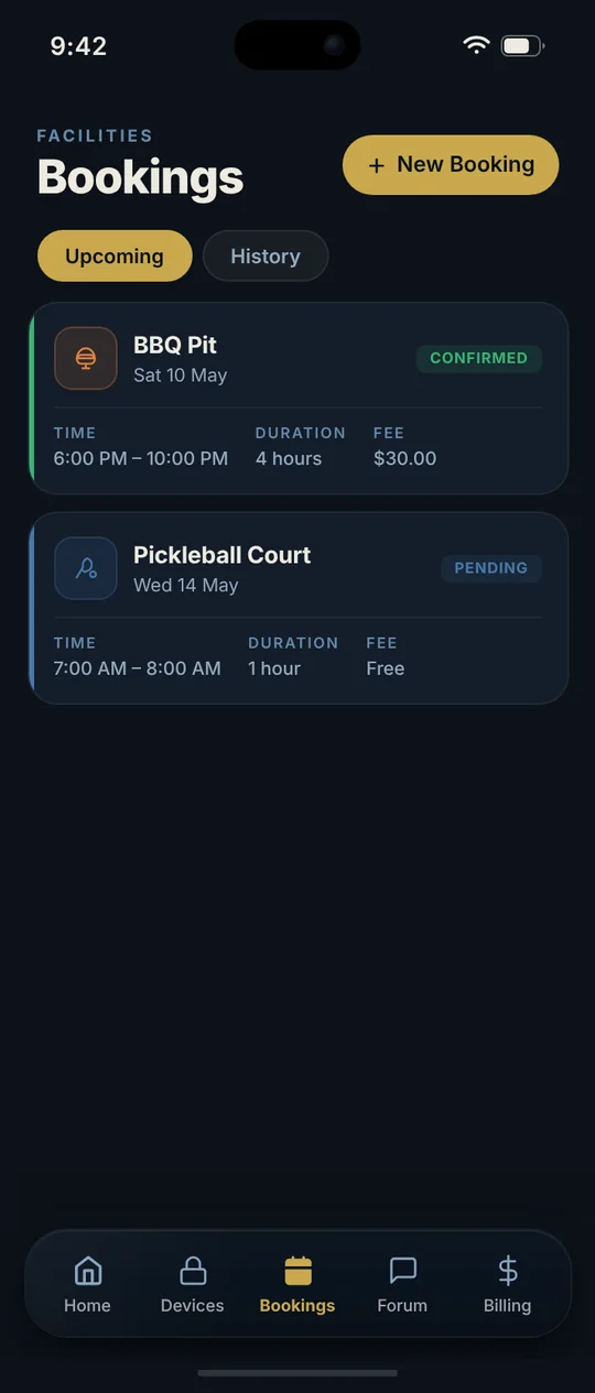 Facility bookings