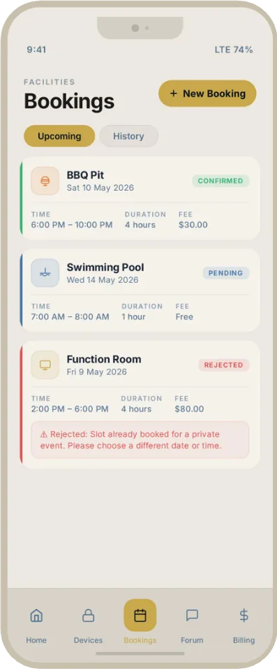 Book facilities instantly