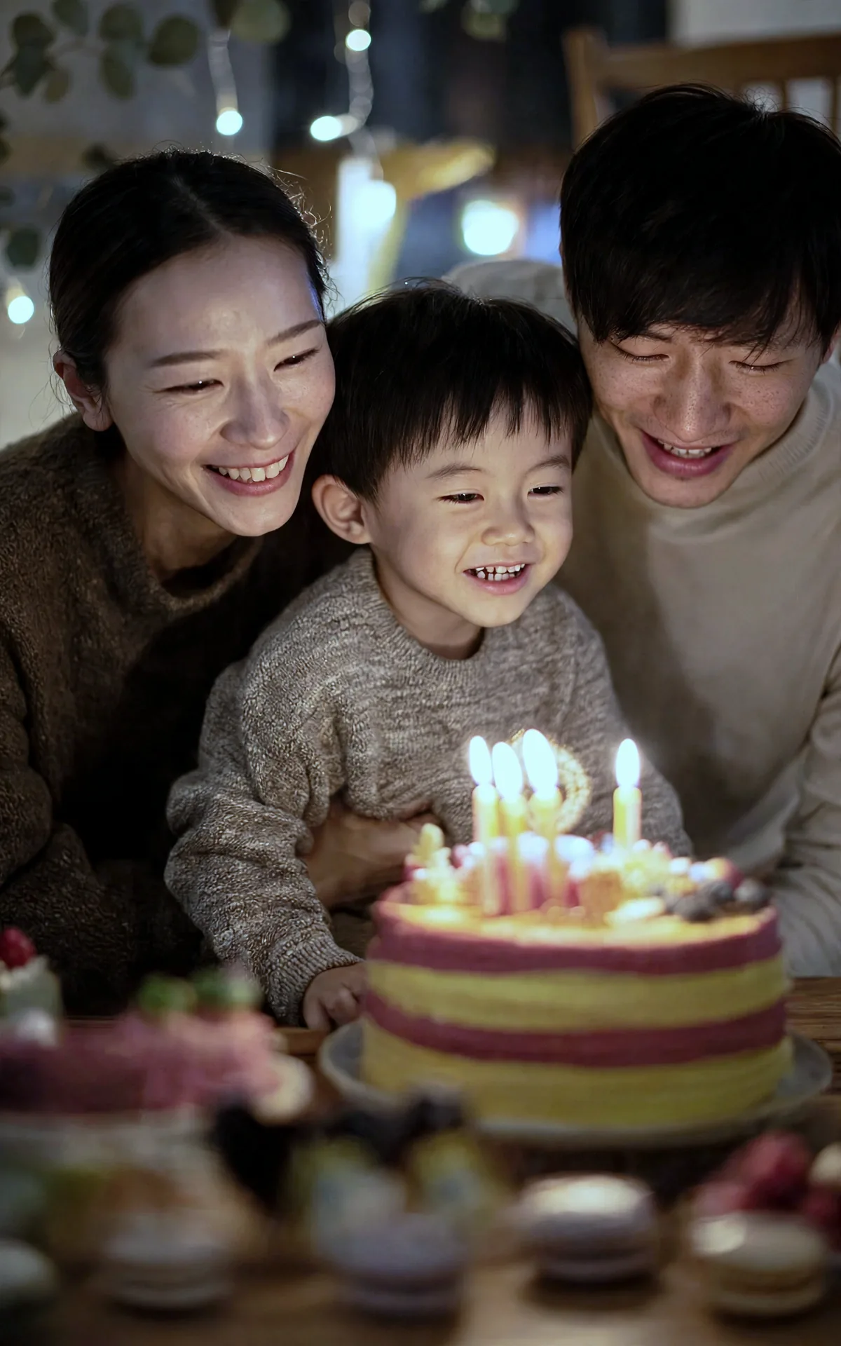 A family celebrating a child&rsquo;s birthday at home